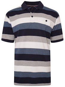 KAM Multi Stripe Polo Shirt Navy 